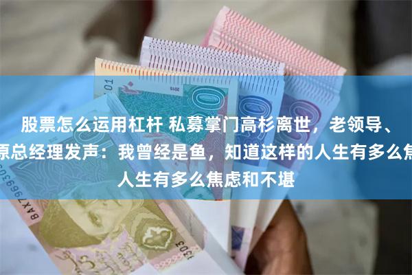 股票怎么运用杠杆 私募掌门高杉离世，老领导、泰信基金原总经理发声：我曾经是鱼，知道这样的人生有多么焦虑和不堪